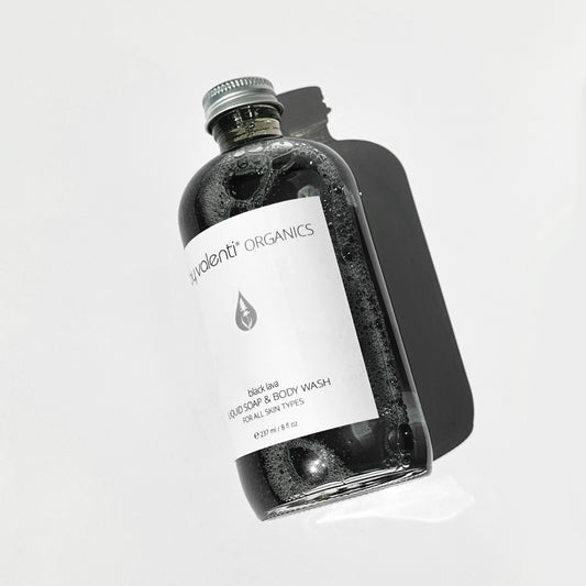 Black Lava Liquid Soap & Body Wash, for acne prone skins By Valenti Organics, masters in Natural Skincare