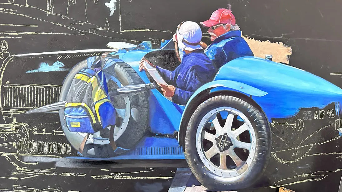 Bugatti scavenger-hunt rally in Champigny-sur-Veude, Centre-Val de Loire, France