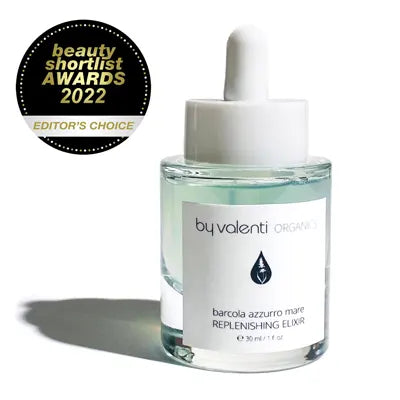 Barcola Azzuro Mare Replanishing Elixir with Hyaluronic Acid, Niacinamide, and Seaweed Extract By Valenti Organics Natural Cruelty Free Clean Skinc Care