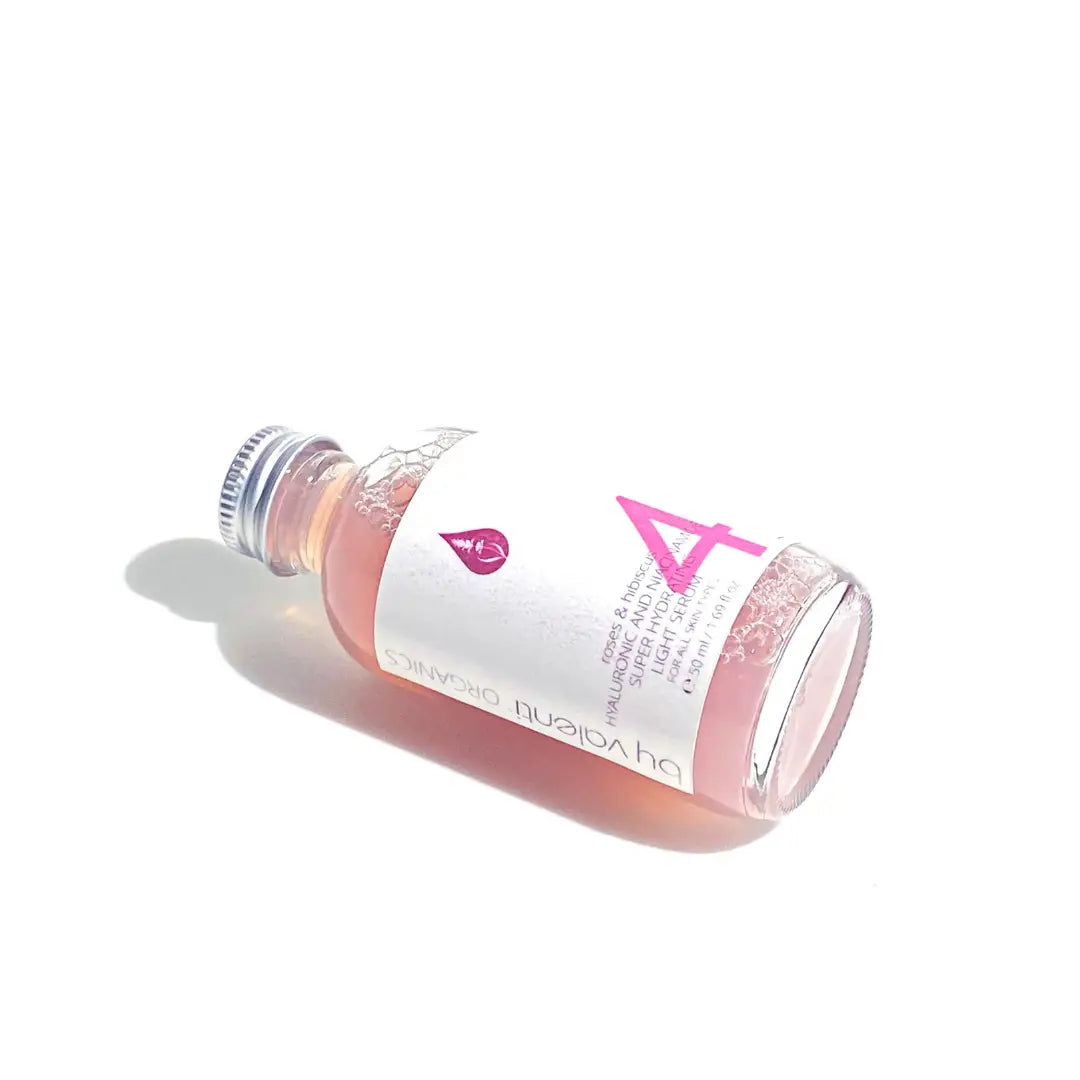 Suero Ligero Súper Hidratante de Rosas e Hibisco, Ácido Hialurónico y Niacinamida